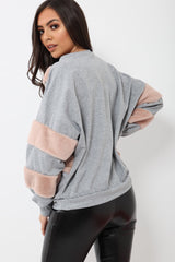 Grey Jumper with Fur on Front and Sleeves - Mercedes-Jumper