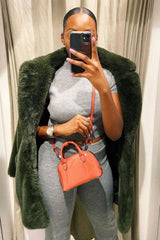 Grey Knit High Neck Crop Top and Trouser Co-ord - Helena-Co-ords