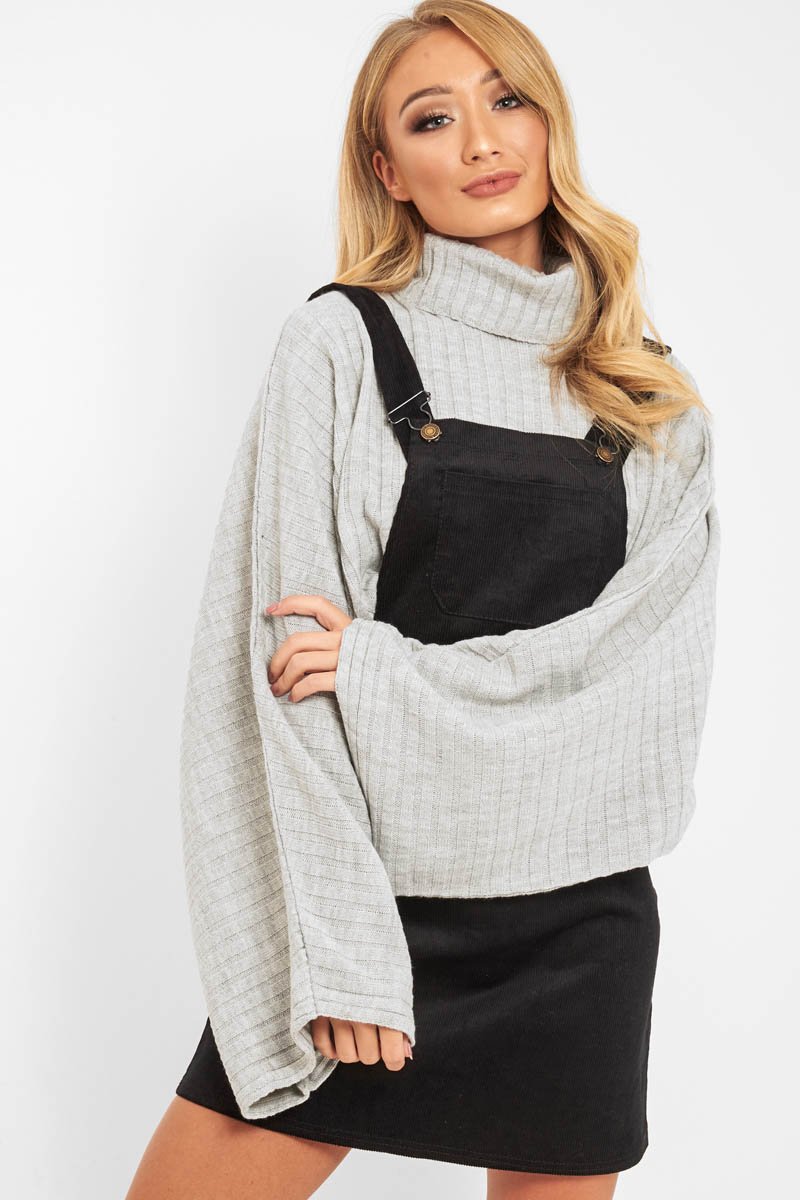 Grey Knit Roll Neck Batwing Jumper - Fallon-Jumper