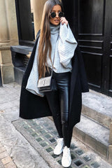 Grey Knit Roll Neck Batwing Jumper - Fallon-Jumper