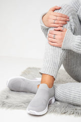 Grey Knit Slip On Chunky Sole Trainers - Fynlee-Trainers