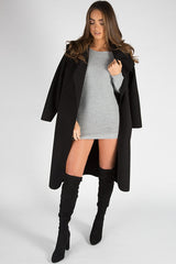 Grey Knitted Cold Shoulder Cut Out Jumper Dress - Sienna-Jumper