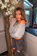 Grey Knitted Distressed Button Front Cardigan - Trudie-Cardigans