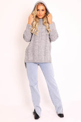 Grey Knitted Hoodie Jumper - Capri-Jumper
