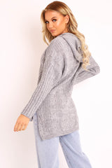 Grey Knitted Hoodie Jumper - Capri-Jumper
