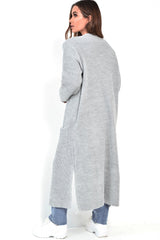 Grey Knitted Longline Cardigan - Jadamarie-Knitwear