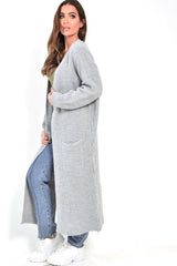 Grey Knitted Longline Cardigan - Jadamarie-Knitwear