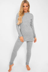 Grey Knitted Loungewear Set - Jordi-Co-ords
