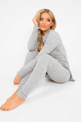 Grey Knitted Loungewear Set - Jordi-Co-ords