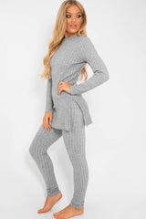 Grey Knitted Loungewear Set - Jordi-Co-ords