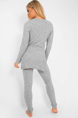 Grey Knitted Loungewear Set - Jordi-Co-ords