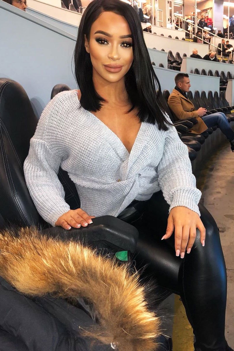 Grey Knot Knit Jumper - Kerri-Jumper