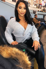 Grey Knot Knit Jumper - Kerri-Jumper