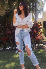 Grey Knot Knit Jumper - Kerri-Jumper