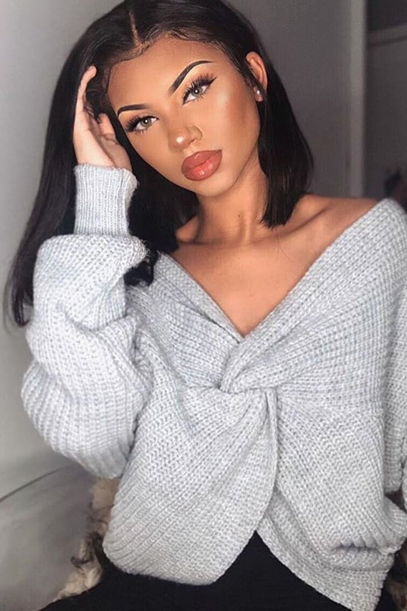 Grey Knot Knit Jumper - Kerri-Jumper