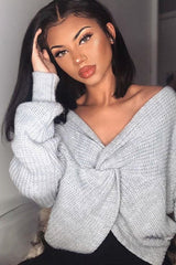 Grey Knot Knit Jumper - Kerri-Jumper