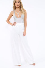 Grey Lace Harness Bodysuit - Kreena-Bodysuits