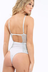 Grey Lace Harness Bodysuit - Kreena-Bodysuits