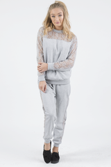 Grey Lace Insert Tracksuit - Mila-Tracksuits