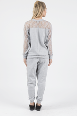 Grey Lace Insert Tracksuit - Mila-Tracksuits