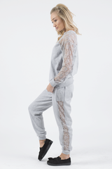 Grey Lace Insert Tracksuit - Mila-Tracksuits