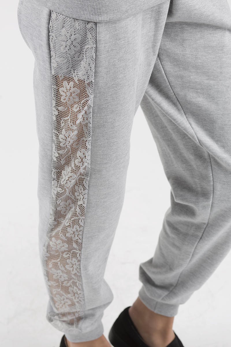 Grey Lace Insert Tracksuit - Mila-Tracksuits