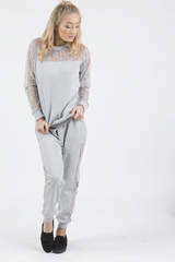 Grey Lace Insert Tracksuit - Mila-Tracksuits