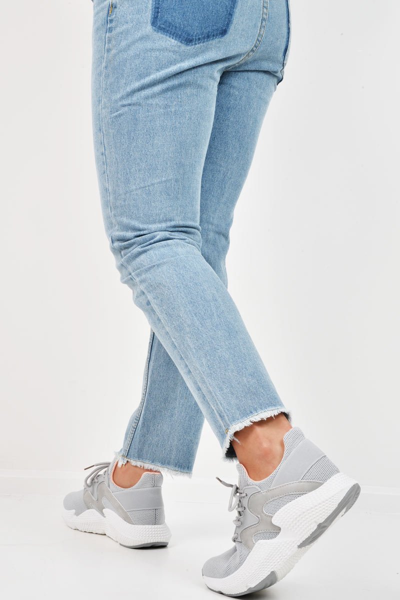 Grey Lace Up Glitter Mesh Trainers - Tasmina-Trainers