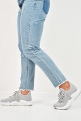 Grey Lace Up Glitter Mesh Trainers - Tasmina-Trainers