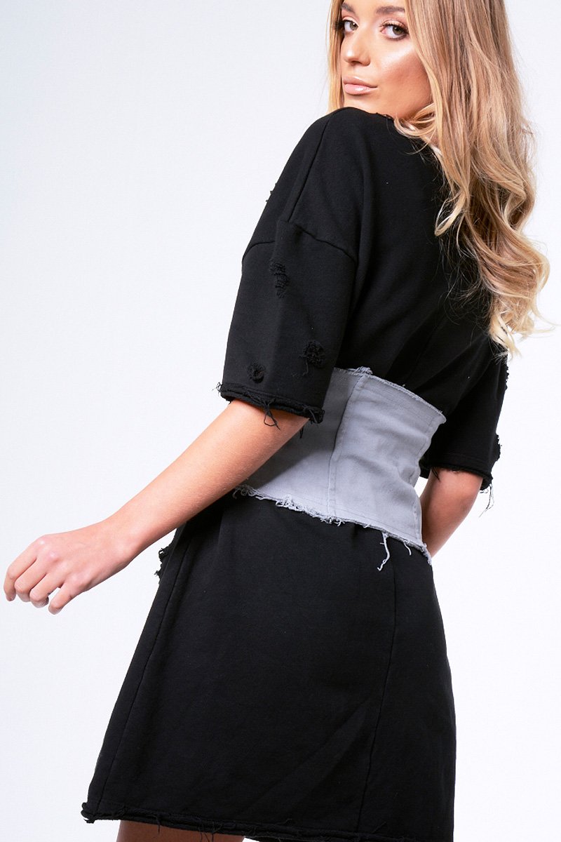 Grey Lace Up Raw Edge Corset Belt - Missy-Belts
