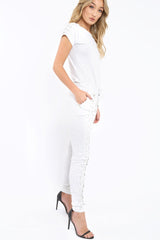 Grey Lace up Jumpsuit - Aurora-Jumpsuits