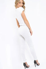 Grey Lace up Jumpsuit - Aurora-Jumpsuits