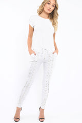 Grey Lace up Jumpsuit - Aurora-Jumpsuits