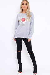 Grey L'amour Paris Slogan Sweatshirt - Lucy-Sweatshirts