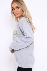 Grey L'amour Paris Slogan Sweatshirt - Lucy-Sweatshirts