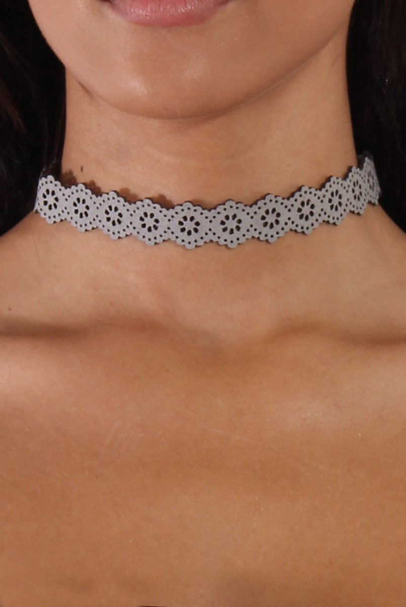 Grey Lasercut Choker - Clio-Accessories