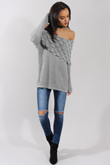 Grey Layer Bardot Jumper- Sammie-Jumper
