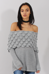 Grey Layer Bardot Jumper- Sammie-Jumper