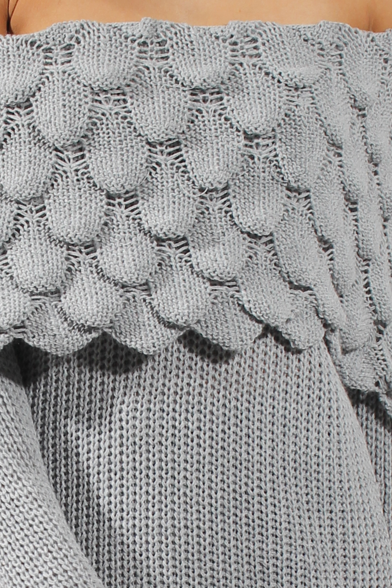 Grey Layer Bardot Jumper- Sammie-Jumper