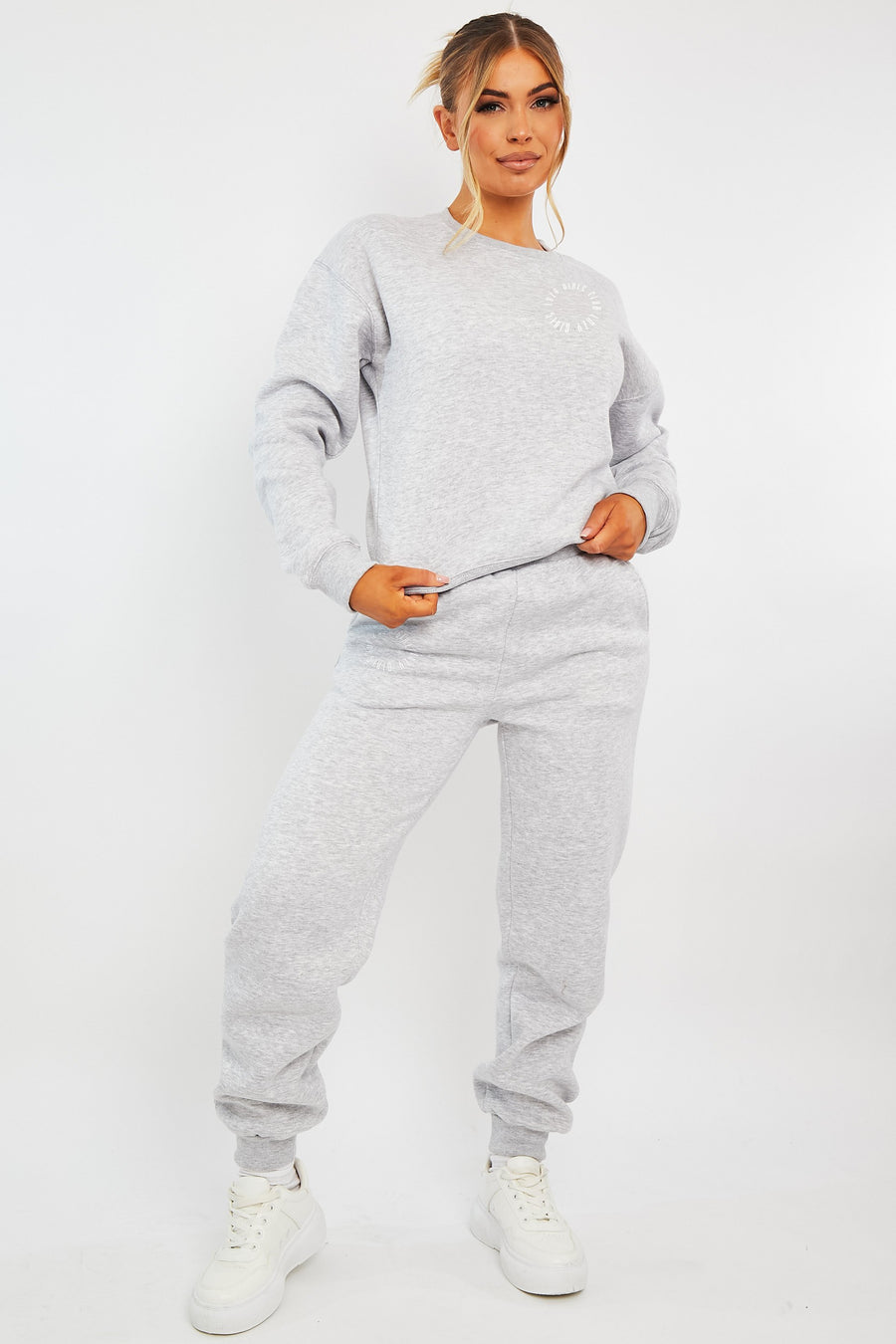 Grey 'Lazy Girls Club' Slogan Sweatshirt - Leila-Sweatshirts