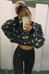 Grey Leopard Crop Batwing Jumper - Raigen-Crop Jumper