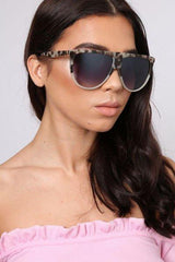 Grey Leopard Oversized Square Frame Sunglasses -Nayra-Sunglasses
