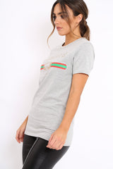 Grey Liberte Slogan T-shirt - Eleanor-Tops