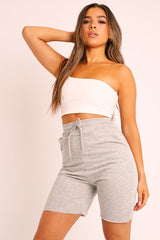 Grey Longline Jogger Shorts - Flonnie-Shorts