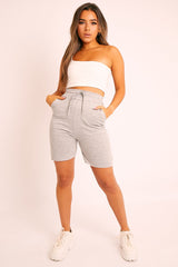 Grey Longline Jogger Shorts - Flonnie-Shorts