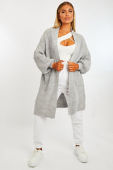 Grey Longline Knit Cardigan - Abbie-Cardigans