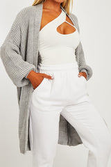Grey Longline Knit Cardigan - Abbie-Cardigans