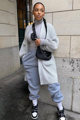Grey Longline Knit Cardigan - Abbie-Cardigans