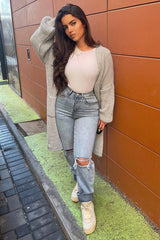Grey Longline Knit Cardigan - Abbie-Cardigans