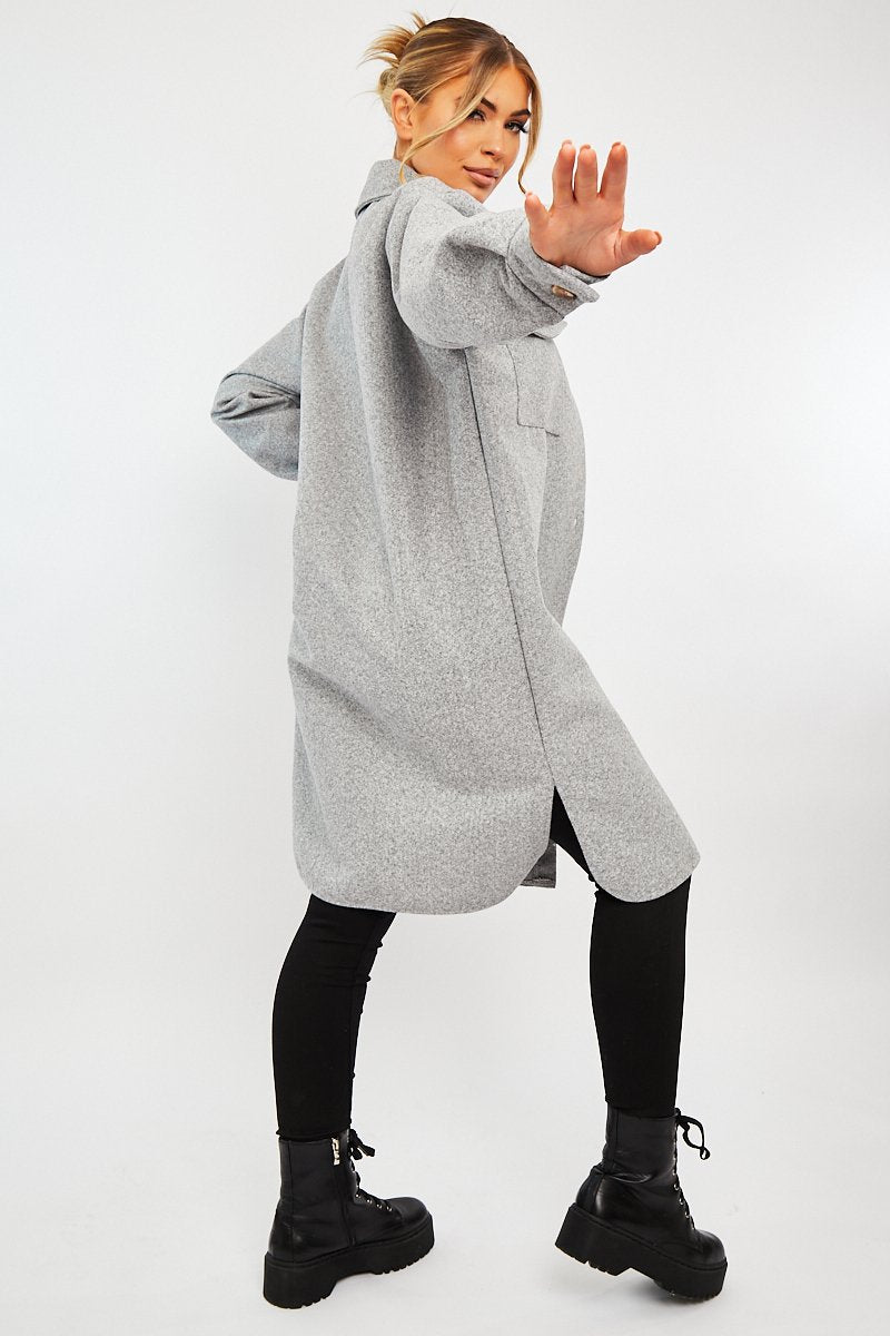 Grey Longline Oversized Shacket - Sasha-Shacket